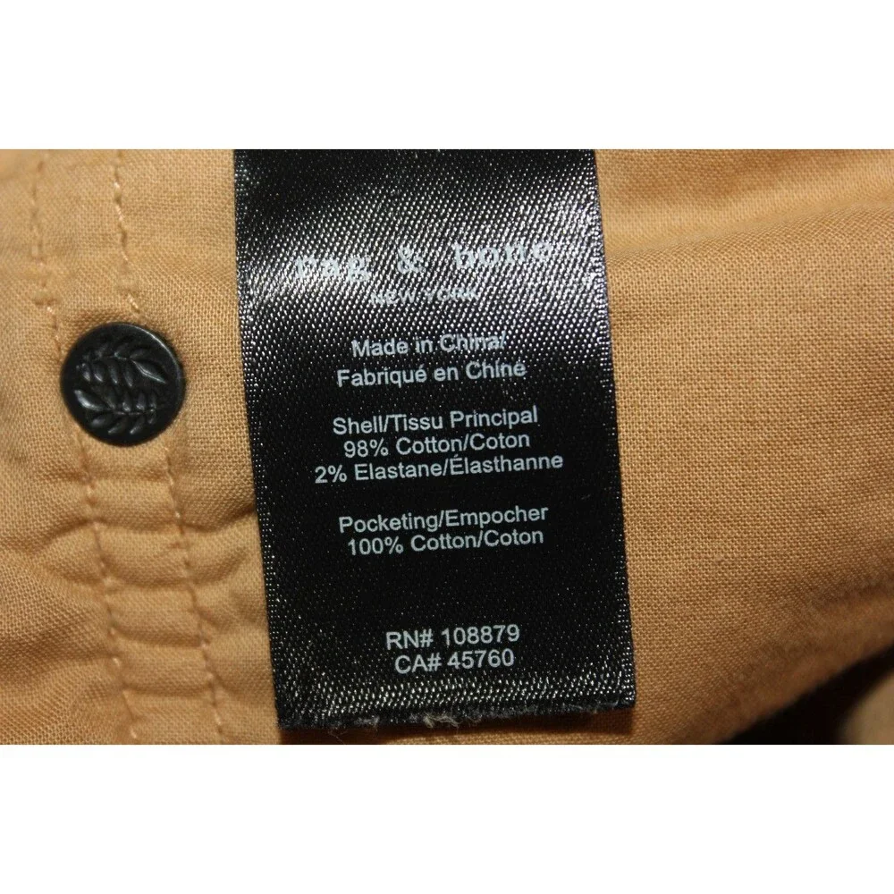 Rag & Bone Mens Corduroy Pants Tan Brown Flat Front Stretch 34